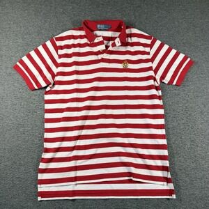 Vintage Polo Ralph Lauren Crown Polo Mens Large L Red Whte Stripe